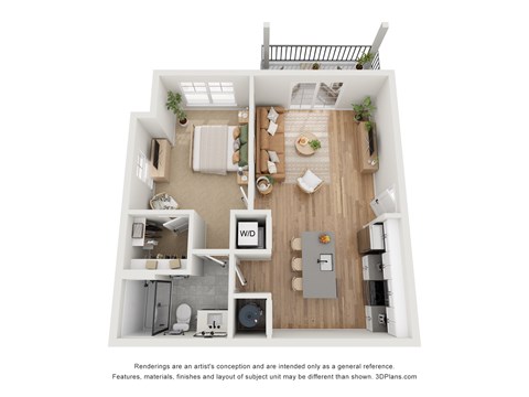 The Chestnut 1 Bedroom Apartment Floor Plan at Retreat at Mount Vernon